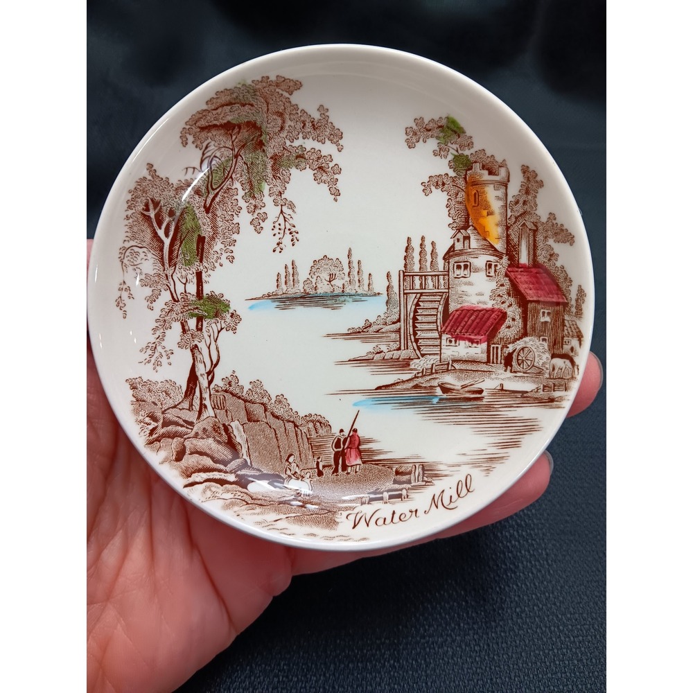 Johnson Bros England Water Mill‎ Plate Small Decorative Dish Brown Transferware
